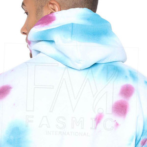 Sweat à capuche multicolore tie-dye pour hommes, polaire à épaules tombantes pour l'hiver, motifs personnalisés, imprimés et solides. - Product Image 4