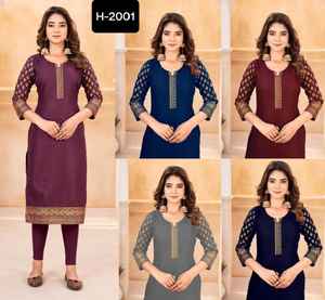 Coton ethnique indien Wera Rubi avec imprimé en aluminium avec beau motif Kurtis à manches longues pour un ensemble Kurtis décontracté et festif - Product Image 6