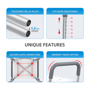 Chaise de douche à montage sans outils pour <span class=keywords><strong>personnes</strong></span> <span class=keywords><strong>âgées</strong></span>, siège de bain réglable avec dossier et accoudoirs - Product Image 3