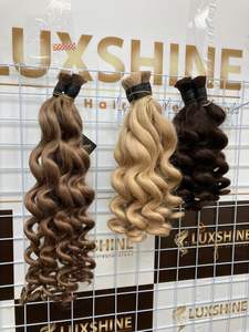 En vrac 100% Extensions de cheveux humains crus vietnamiens Deep Wavy Luxury Tape Ins Frontal & Bundle Bleach to Blonde - Product Image 2