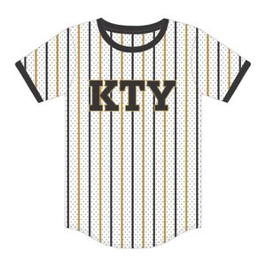 เสื้อเบสบอลแบบสวมหัว APA สีขาวลาย Pinstripe เสื้อโพลีเอสเตอร์ตาข่ายอัลฟาเสื้อพี่น้อง100% ปักโลโก้ออกแบบได้ตามต้องการ - Product Image 2