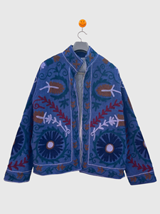 Chaqueta con Cuello Mandarín Bordada a Mano con Flores, Manga Larga, Talla Grande, Ropa de Otoño para Mujer, Estilo Bohemio de Algodón - Product Image 1