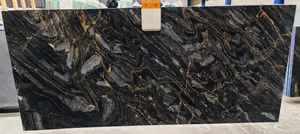 Dalle de marbre noir doré de qualité supérieure de 12mm Portoro moderne brossé lisse pour villa de luxe contemporaine à l'extérieur - Product Image 4