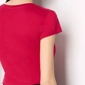 Nueva gran oferta, Camiseta clásica con cuello en V para mujer, camiseta de manga corta de algodón 100% para entrenamiento de gimnasio, camiseta - Product Image 5