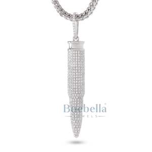 Colgante y collar de moissanita de bala completamente helado construido para movimientos audaces tiros limpios Swagger táctico y calibre de estilo para hombres y mujeres - Product Image 5