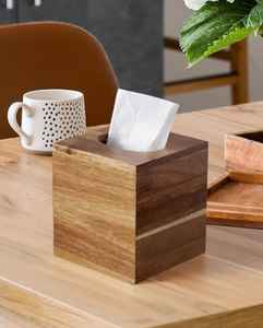 Caja de pañuelos pulida de la mejor calidad personalizada para el hogar y la Oficina, organizador de escritorio decorativo con diseño de grano de madera Natural - Product Image 6