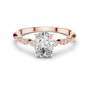 Bague de luxe en diamant naturel taille ovale 1 carat pour femme, clarté VVS-VS EF, or rose, jaune et blanc 18K, 14K, 10K, pour mariage et fiançailles - Product Image 2