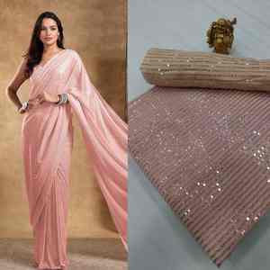 La mayoría de las tendencias de lujo Ropa ética 60 gramos Georgette Sari Blusa con bordado de lentejuelas de 3MM pesado Trabajo Mujer Exportador de moda - Product Image 3