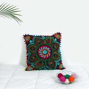 Estilo bohemio 16x16 pulgadas ropa de cama decorativa funda de almohada lavable bordado patrón funda de cojín con borla - Product Image 2