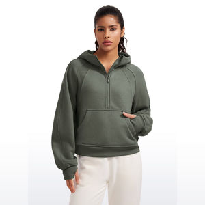 Jersey de lana de manga larga con media cremallera, Tops personalizados con bolsillos de canguro, suéter holgado con media cremallera, sudaderas cálidas para mujer - Product Image 6