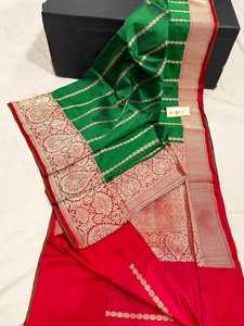 Saris en soie brocart sur mesure en couleurs bleu royal avec des bordures zari dorées idéales pour les magasins de vêtements et de vêtements pour femmes - Product Image 5