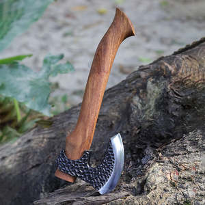 Hache à double lame en acier à haute teneur en carbone forgée à la main, avec manche en acier, qualité industrielle, pour le camping, vente Bochen - Product Image 5