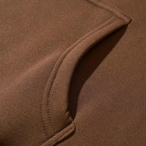 Sudadera con Capucha Marrón con Estampado Vintage, Estilo Urbano, Corte Holgado, Algodón Grueso, Moda Urbana, Estampado Trasero Moderno, Uso Diario Informal - Product Image 2