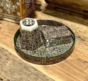 Caja y bandeja de quemador de madera Bakhoor, portavelas, soporte de luz en T, artesanías indias hechas a mano ecológicas, FAIZA CRAFT - Product Image 1