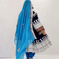 Kedatangan Baru 2025 Gaun Pesta Maxi Lengan Panjang Wanita Model Slim Fit Afghan Kuchi Salwar Kameez Bahan Georgette Sutra Bordir Modis