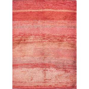 Alfombra de Lana Anudada a Mano Zuri de Gran Tamaño, Modelo Pae-1386, Diseño Abstracto a Rayas Rectangulares para Entrada, Pasillo u Hogar, 9x12 Pulgadas, Color Rojo Naranja - Product Image 1