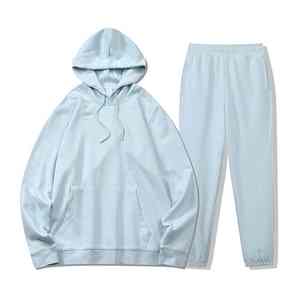 Trendy Pullover Hoodie Jogger Chándal Conjunto de gran tamaño Streetwear Fleece Traje de dos piezas para hombres y mujeres Moda - Product Image 2