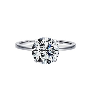 Anillo de Compromiso de Plata 925 Hecho a Mano con Moissanita y Gema de Corte Redondo, Estilo Cristiano, Certificado por Terceros, Joyería Fina - Product Image 1