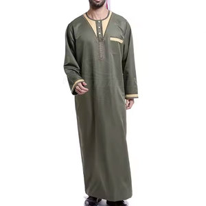 Thobe musulman modeste de haute qualité personnalisé pour hommes, en coton respirant, léger, longueur au sol, broderie printemps, nouveau design - Product Image 4