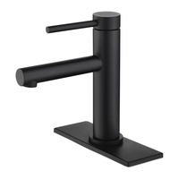 Robinet Mitigeur de Lavabo Noir Mat en Laiton de Luxe Léger avec Cartouche Céramique, Moderne, à Poser sur Plan, Eau Chaude et Froide, pour Usage Commercial