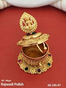 Temple <b>Jewellery</b> Fancy Style Rajwadi Plated Stylish Design Temple Sindoor Box - Product Image 2