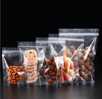 Sac alimentaire à fermeture à glissière PE réutilisable transparent conception debout en plastique transparent étanche à l'humidité pour croustilles