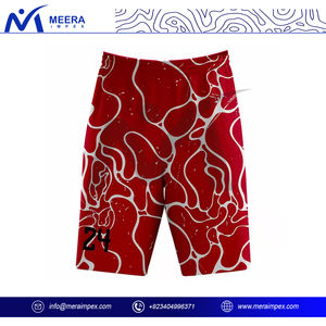 Nuevos pantalones cortos sublimados con patrón rojo y blanco sólido para hombre, ropa informal con cintura elástica y pantalones cortos para exteriores para hombre - Product Image 3
