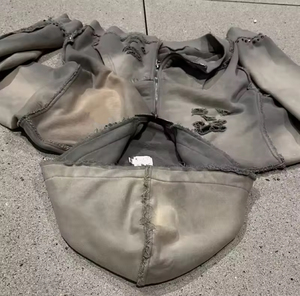 Sweat à capuche zippé de haute qualité, lourd, coupe et couture personnalisées, délavé au soleil, effet pierre, strass, effet usé, sweat à capuche ample et court pour homme - Product Image 4