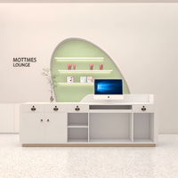 Meja Resepsionis Salon Kecantikan Rumah Sakit Modern MDF Berkualitas Tinggi Tahan Lama yang Dapat Disesuaikan Pabrik untuk Penggunaan Komersial