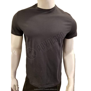 Marque de mode décontractée couleur unie 180g T-shirt à motif tricoté manches courtes 100% pur coton surdimensionné pour hommes - Product Image 2
