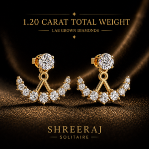 Pendientes de Oro Puro de 14k con Diamantes Redondos Cultivados en Laboratorio, Desmontables, en Forma de Media Luna, para Regalo de Aniversario, Venta al por Mayor - Product Image 2
