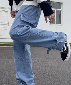 Jeans baggy droits sur mesure en gros pour hommes, jeans vintage amples pour hommes, pantalon en denim, mode décontractée, pantalon cargo multi-poches pour hommes - Product Image 5