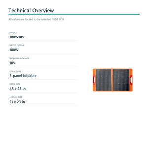 100W 18V 2-Fold <b>Solar</b> <b>Panel</b> Charger for Camping and Outdoor Power - Product Image 3