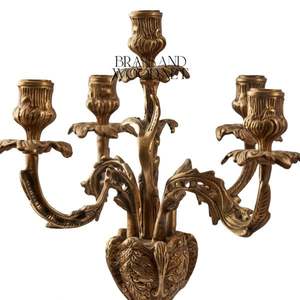 antique brass <b>vintage</b> <b>clock</b> set with ornate candelabras handcrafted luxury decorative centerpiece classic design - Product Image 3