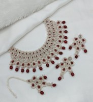 Parure de bijoux ethniques plaqués or rose antique avec zircon taille poire, collier ras-du-cou et pendentif, pour femme, idéal pour fiançailles, mariage, anniversaire ou soirée