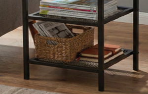 Mesita de noche industrial moderna con superficie de mármol, estructura metálica, estante de almacenamiento de 3 niveles y toma de corriente para muebles de dormitorio - Product Image 2
