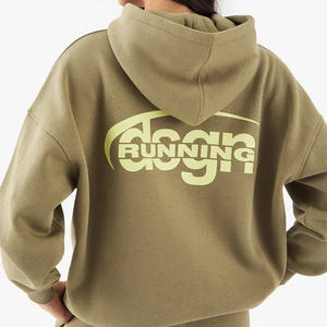 Venta al por mayor personalizado caqui hombro de la gota de las mujeres de gran tamaño impreso con capucha antiarrugas y transpirable sudaderas con capucha de las mujeres Zip Up Hoodie - Product Image 1