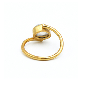 Premium Rainbow Moonstone Heart Wedding <b>Ring</b> | 18K Gold Plated Adjustable Handmade Brass Jewelry | Custom Packaging Supplier - Product Image 4