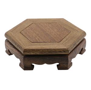 Base de Madera Artesanal Tradicional, Soporte de Exhibición de Madera, Pedestal Hexagonal Oriental - Product Image 2
