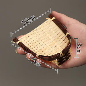 Cesta de almacenamiento de bambú básica de alta calidad tejida a mano con borde marrón Minisize Decoración de cocina de mimbre rústico de Vietnam - Product Image 2