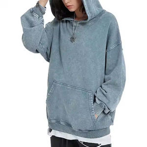 Sudadera con capucha para hombre al por mayor lavado ácido estilo Vintage impresión personalizada bordado poliéster/algodón polar 300g pesado invierno - Product Image 5