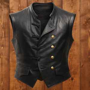 Nuevo chaleco de cuero vacuno estilo vintage para hombre con cierre de cremallera Magnifico Merchants - Product Image 2