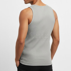 Camiseta sin Mangas para Hombre, Ajustada, Tejida, Transpirable, Elástica, para Fitness, Culturismo, Verano, Estilo Casual Urbano - Product Image 4
