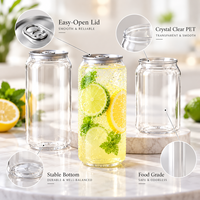 Boîtes de boissons en PET transparentes avec logo personnalisé, boîtes de soda en plastique transparentes vides avec couvercles faciles à ouvrir pour l'emballage des boissons gazeuses