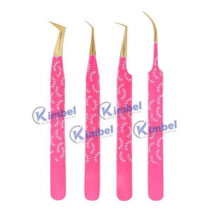 Pinces à épiler pour extensions de cils de haute qualité avec logo personnalisé, couleur rose, pointe en fibre, fabriquées en acier inoxydable - Product Image 3