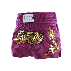 กางเกงมวยไทยผ้าซาตินเอวสูงปักลาย ดีไซน์ผ่าข้างสูง รับผลิตตามแบบ (OEM) สำหรับยิมและชุดต่อสู้ - Product Image 1