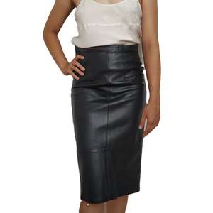 High Trending Genuine Leather Eco-Friendly Midi <b>Office</b> Use Casual Wear Women <b>Skirt</b> New Arrival Solid Color High Waist - Product Image 6