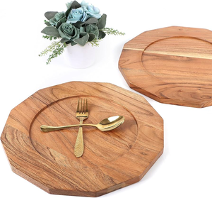 Assiette de présentation en bois forme hexagonale et décoration de mariage vaisselle assiette vaisselle polie et vaisselle d'Inde - Product Image 1