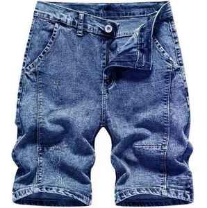 กางเกงขาสั้นผ้ายีนส์สีทึบของผู้ชายกางเกงขาสั้นผ้ายีนส์ทรงถุงเอวกลางแบบทางการน่ารักใส่โลโก้ได้ตามต้องการ - Product Image 6