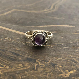 JAIPUR <b>SILVER</b> Elegant Designer Vintage Touch Amethyst Stone <b>925</b> <b>Silver</b> <b>Ring</b> (2.6 Grams) Unisex - Product Image 1